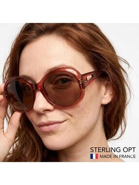 Sterling Optical Women Sunglasses France Oversize Rose Brown